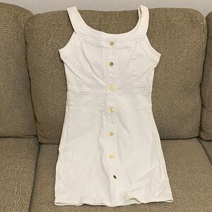 Guess White Mini Dress with Gold Buttons